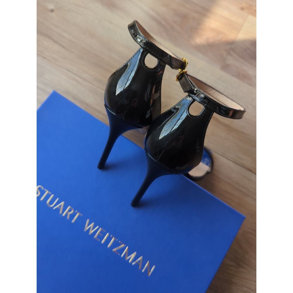 Stuart Weitzman Nudistcurve 100 Nudist Patent Sandal Stiletto Heels Womens 10 - Picture 7 of 16